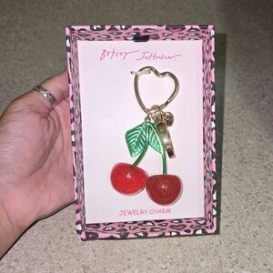 Betsey Johnson cherry bag charm keychain